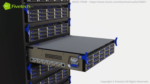 The application of Fivetech draw latch slide locks on a server rack