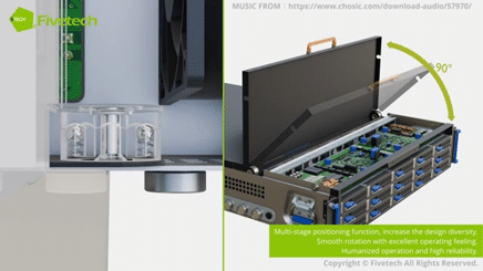 The application of Fivetech rotate hinge on a server chassis