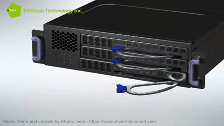 The application of Fivetech axe-shaped rotate ejector handles on a server chassis